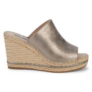 NWOT or box - Carina Metallic Leather Platform Espadrille Wedges - Size 7.5M